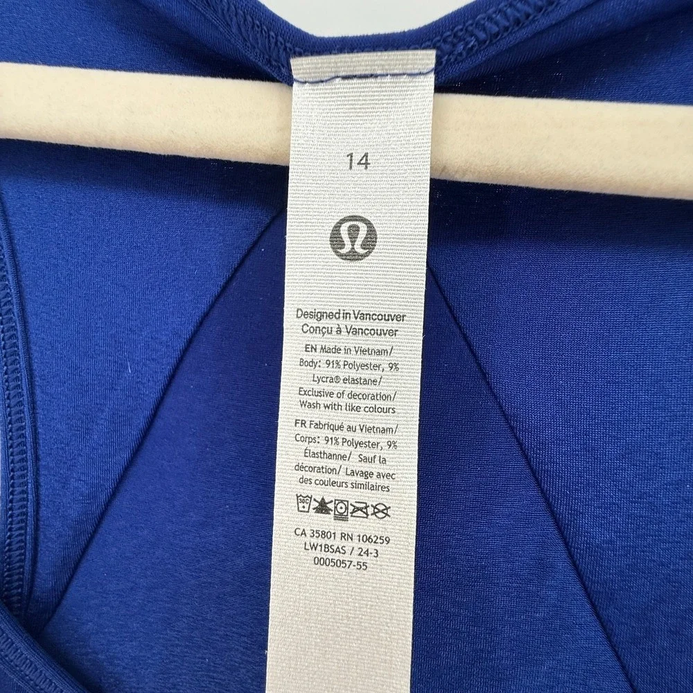 Lululemon Essential Pleated Tank Top‎ NWT SZ 14 Larkspur Scoop Sleeveless Yoga